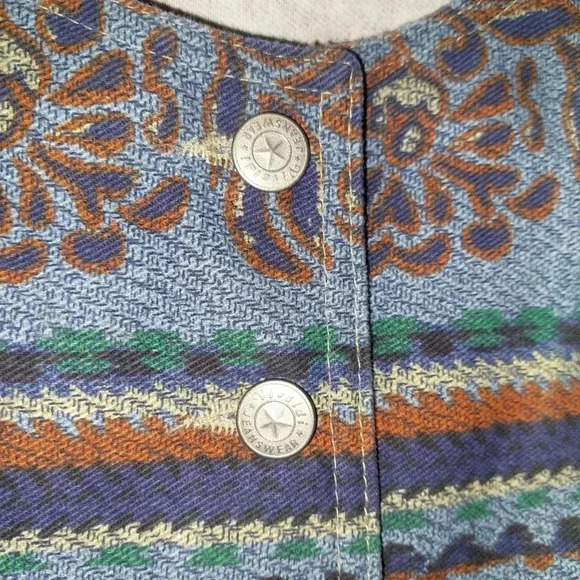 Vivaldi Jeanswear Button Front Western Vest Multicolor Floral Stripe Vintage M - Picture 4 of 7